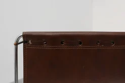 Pamono Vintage Magazine Rack in Chrome and Faux Leather, France, 1960s