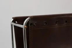 Pamono Vintage Magazine Rack in Chrome and Faux Leather, France, 1960s