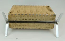 Pamono Vintage Magazine Rack in Chrome, Leather and Bamboo, 1970s><noscript><img width=