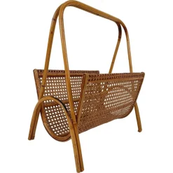 Sale Pamono Vintage Magazine Rack in Wicker, Bamboo, Rattan and Cane, Italy, 1960s