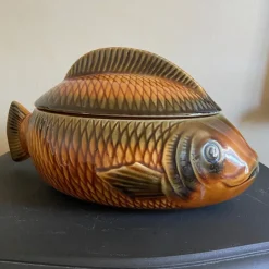 New Pamono Vintage Majolica Fish Tureen by Sarreguemines, 1950s