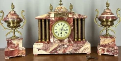 Pamono Vintage Marble Brass Garniture, Set of 3> Clocks