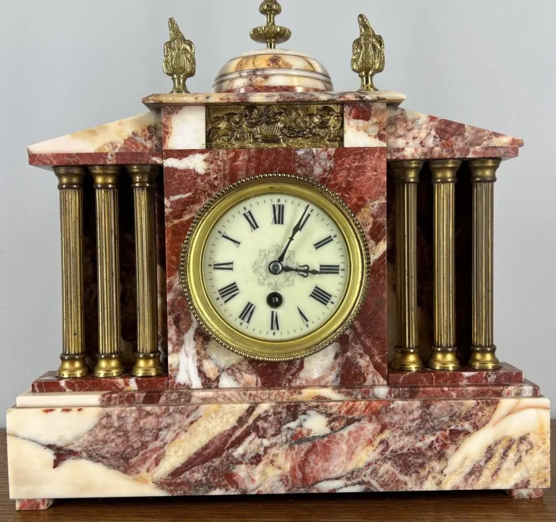 Pamono Vintage Marble Brass Garniture, Set of 3> Clocks