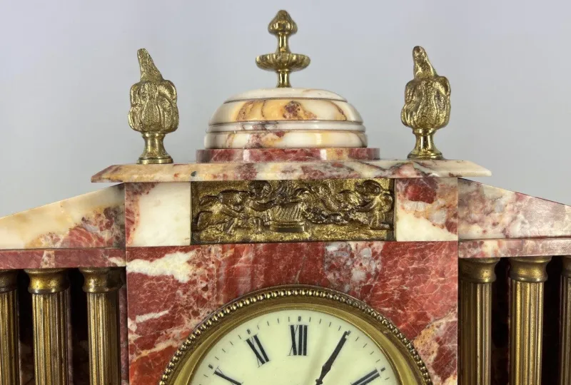Pamono Vintage Marble Brass Garniture, Set of 3> Clocks