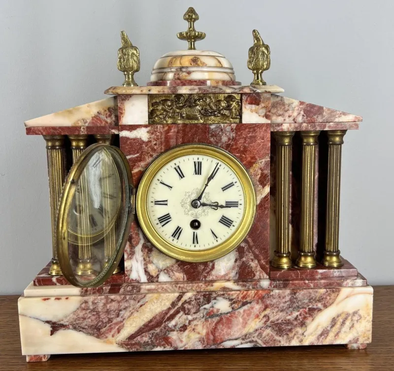 Pamono Vintage Marble Brass Garniture, Set of 3> Clocks