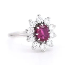 Best Pamono Vintage Marguerite Ring in Gold with Ruby and Diamonds