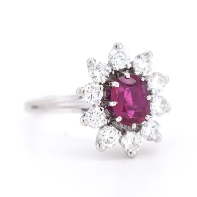 Best Pamono Vintage Marguerite Ring in Gold with Ruby and Diamonds
