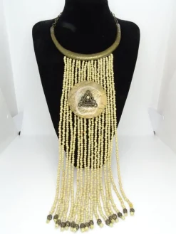 Pamono Vintage Medallion Necklace in Bronze with Jasper Beads, 1990s><noscript><img width=