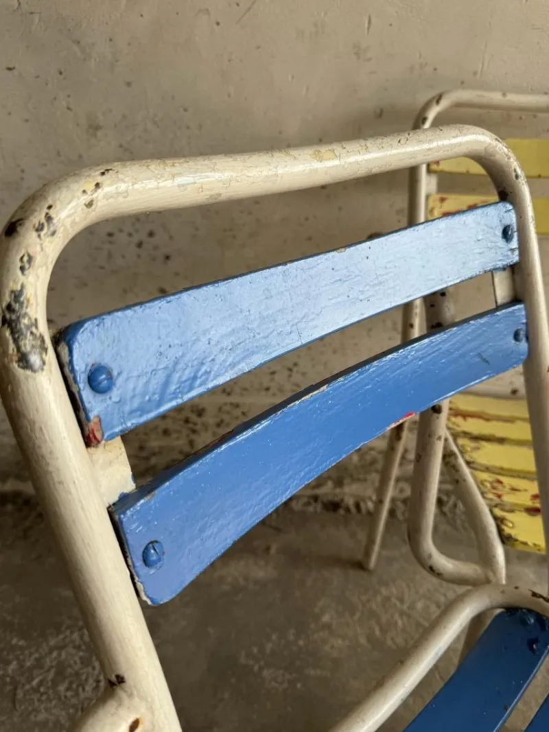 Online Pamono Vintage Metal and Wooden Seating Garden Armchairs, 1970s, Set of 4