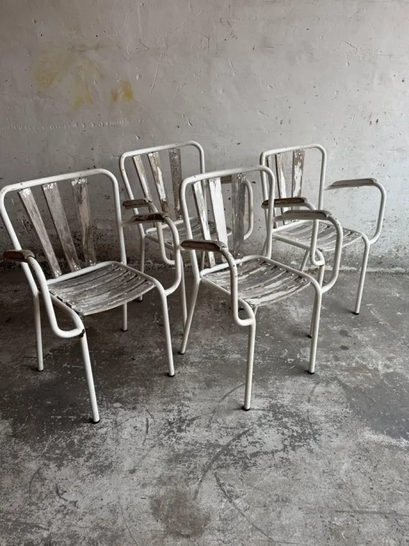 Pamono Vintage Metal Garden Chairs, Set of 4> Garden Seating