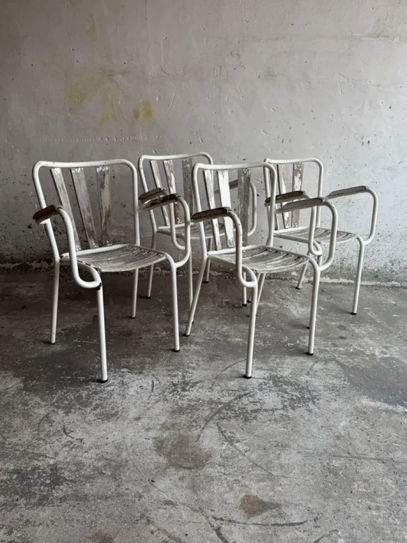 Pamono Vintage Metal Garden Chairs, Set of 4> Garden Seating