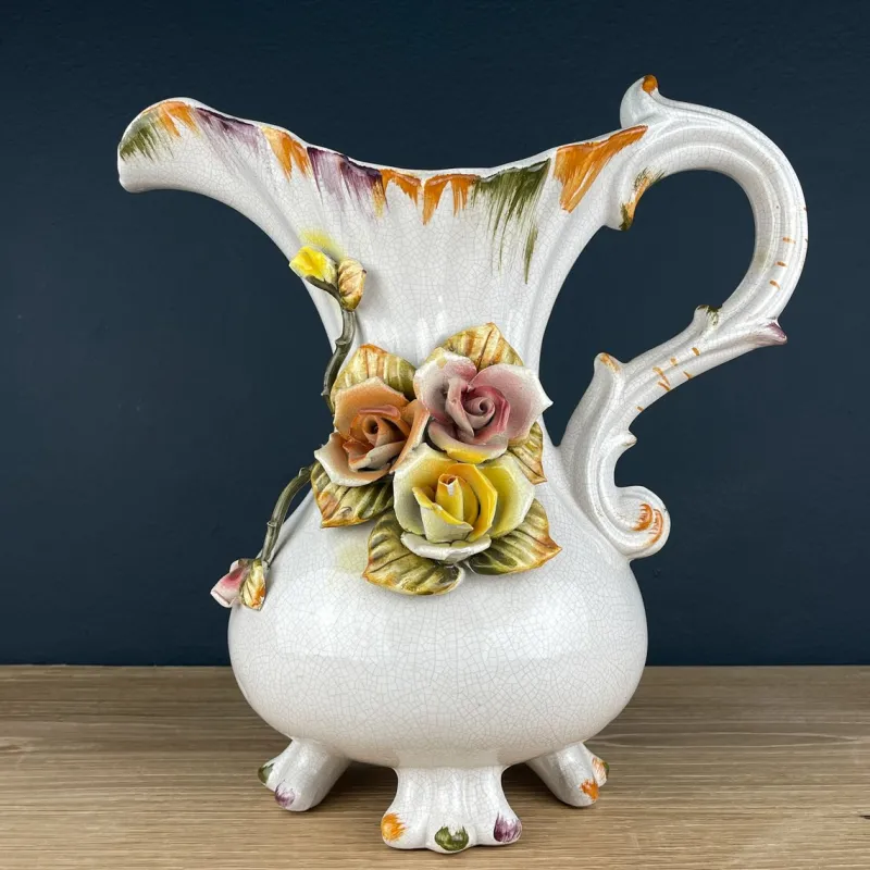 Pamono Vintage Mid 20th Century Italian Ceramic Pitcher by Bassano, 1970s> Bottles, Carafes & Jugs