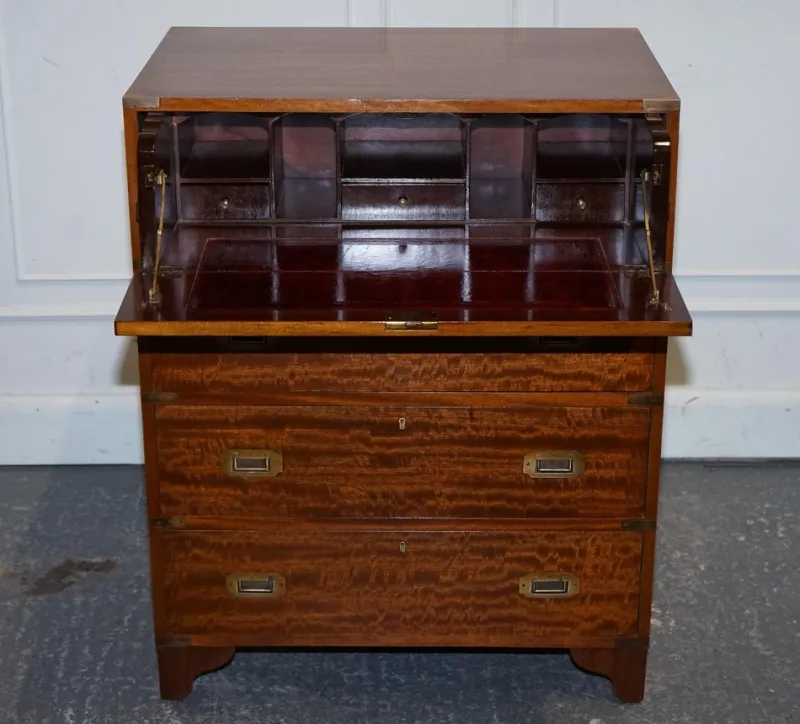 Sale Pamono Vintage Military Campaign Chest of Drawers with Aged Red Leather