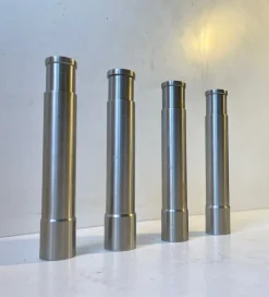 Pamono Vintage Minimalist Salt Shakers and Pepper Mill in Stainless Steel, Set of 4> Salt & Pepper Shakers