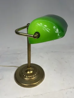 Pamono Vintage Ministerial Lamp in Brass and Green Glass, 1950s><noscript><img width=