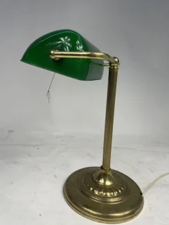 Pamono Vintage Ministerial Lamp in Brass and Green Glass, 1950s><noscript><img width=