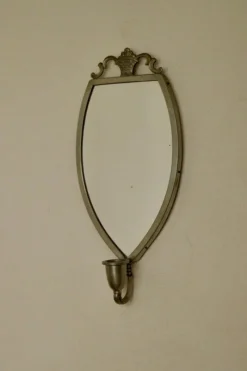 Pamono Vintage Mirror Sconces in Pewter, Set of 2> Candleholders