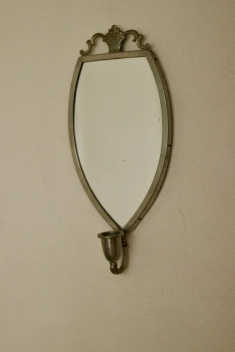 Pamono Vintage Mirror Sconces in Pewter, Set of 2> Candleholders