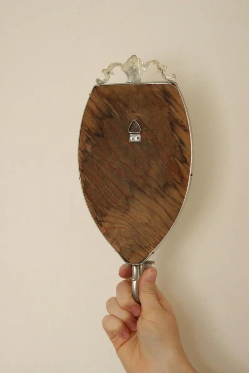 Pamono Vintage Mirror Sconces in Pewter, Set of 2> Candleholders