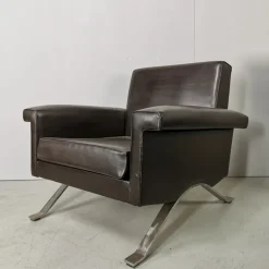 Pamono Vintage Model 875 Armchair in Brown Eco-Leather from Cassina, 1960s> Lounge Chairs & Armchairs
