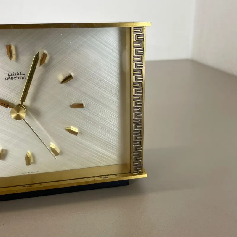 Best Pamono Vintage Modernist Metal Brass Table Clock by Diehl Dilectron, Germany, 1960s
