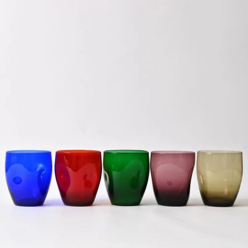 Pamono Vintage Multi Colour Tumblers from Boussu, 1960s, Set of 5> Glassware