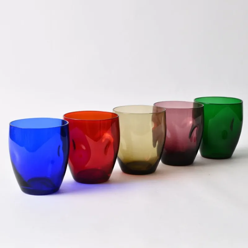 Pamono Vintage Multi Colour Tumblers from Boussu, 1960s, Set of 5> Glassware