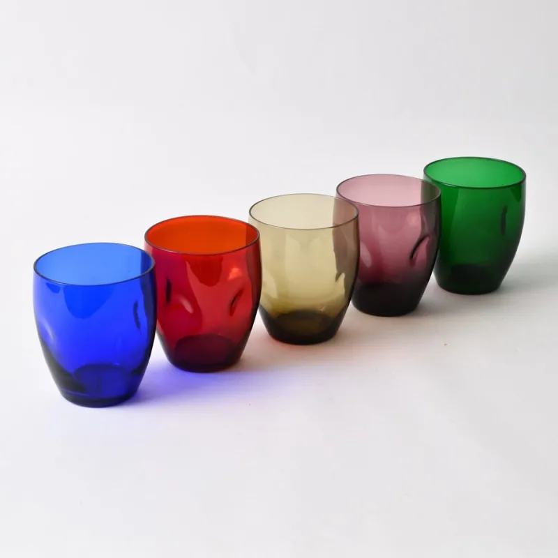 Pamono Vintage Multi Colour Tumblers from Boussu, 1960s, Set of 5> Glassware