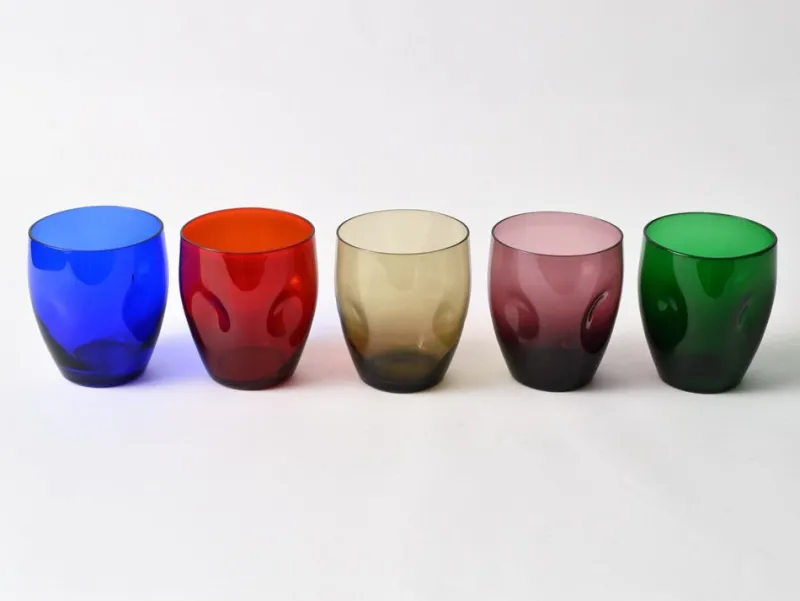Pamono Vintage Multi Colour Tumblers from Boussu, 1960s, Set of 5> Glassware