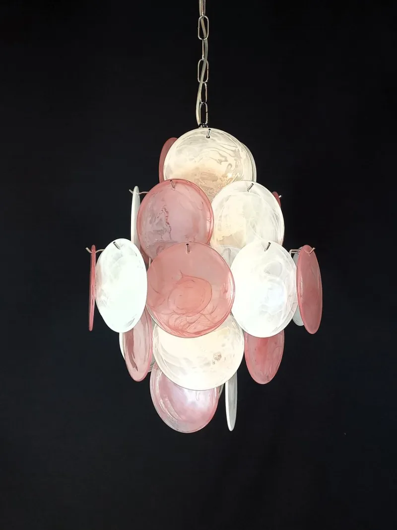 Pamono Vintage Murano Alabaster Disc Chandelier, 1968