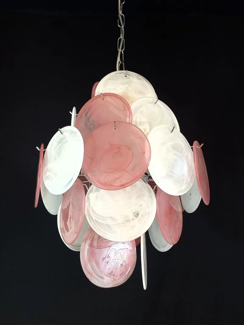 Pamono Vintage Murano Alabaster Disc Chandelier, 1968