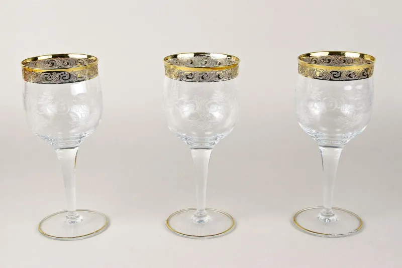 Pamono Vintage Murano Wine Glasses with Gold Rim, 1940, Set of 6> Glassware