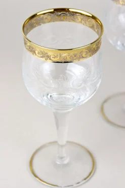 Pamono Vintage Murano Wine Glasses with Gold Rim, 1940, Set of 6><noscript><img width=
