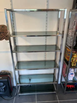 Pamono Vintage N2 Wall Shelf in Glass and Chrome, 1970><noscript><img width=