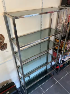 Pamono Vintage N2 Wall Shelf in Glass and Chrome, 1970><noscript><img width=