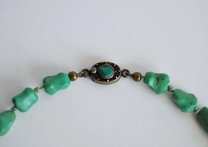 Pamono Vintage Necklace with Genuine Turquoise and Sterling Silver by Erik Poul Fenster, Denmark> Necklaces