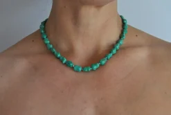 Pamono Vintage Necklace with Genuine Turquoise and Sterling Silver by Erik Poul Fenster, Denmark><noscript><img width=