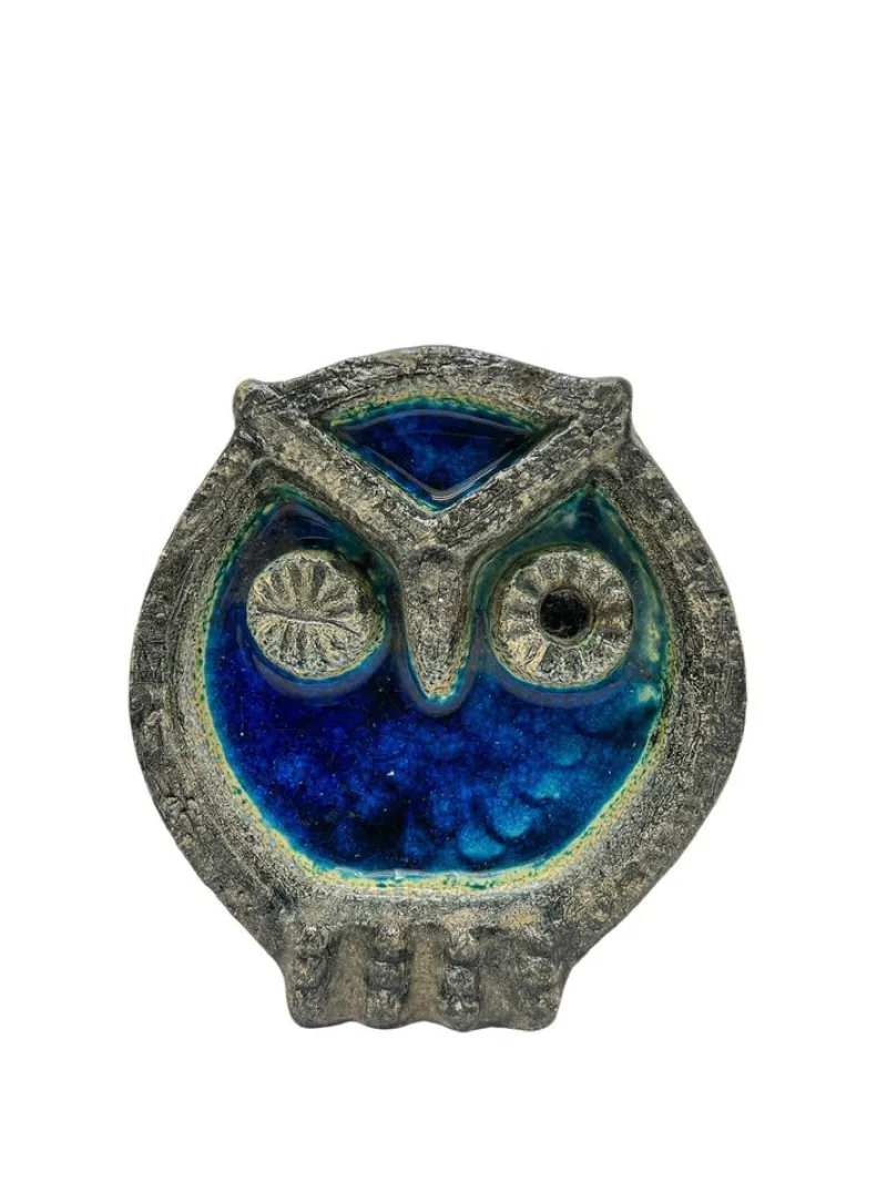 Sale Pamono Vintage Norwegian Crackled Enamel and Ceramic Owl Wall Sculpture, 1970s