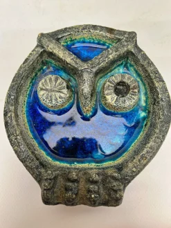 Sale Pamono Vintage Norwegian Crackled Enamel and Ceramic Owl Wall Sculpture, 1970s