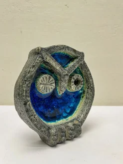 Sale Pamono Vintage Norwegian Crackled Enamel and Ceramic Owl Wall Sculpture, 1970s