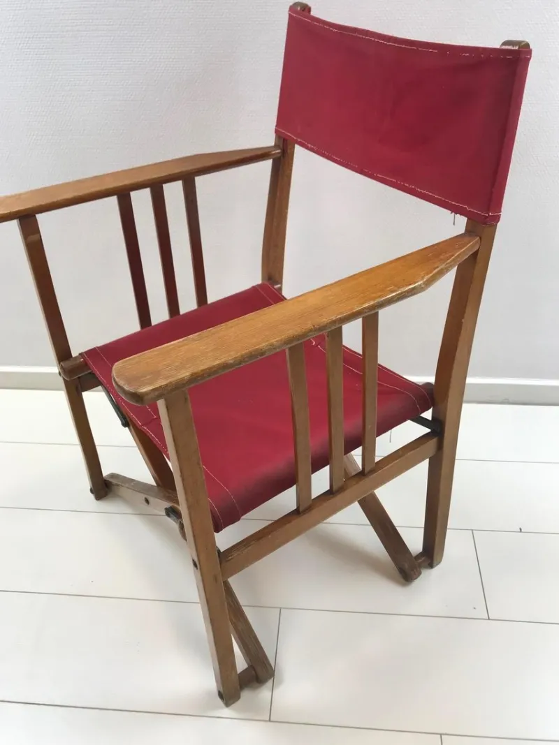 Outlet Pamono Vintage Oak & Canvas Folding Directors, Garden or Safari Chair, 1950s