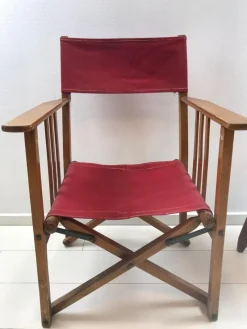 Outlet Pamono Vintage Oak & Canvas Folding Directors, Garden or Safari Chair, 1950s