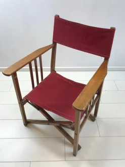 Outlet Pamono Vintage Oak & Canvas Folding Directors, Garden or Safari Chair, 1950s
