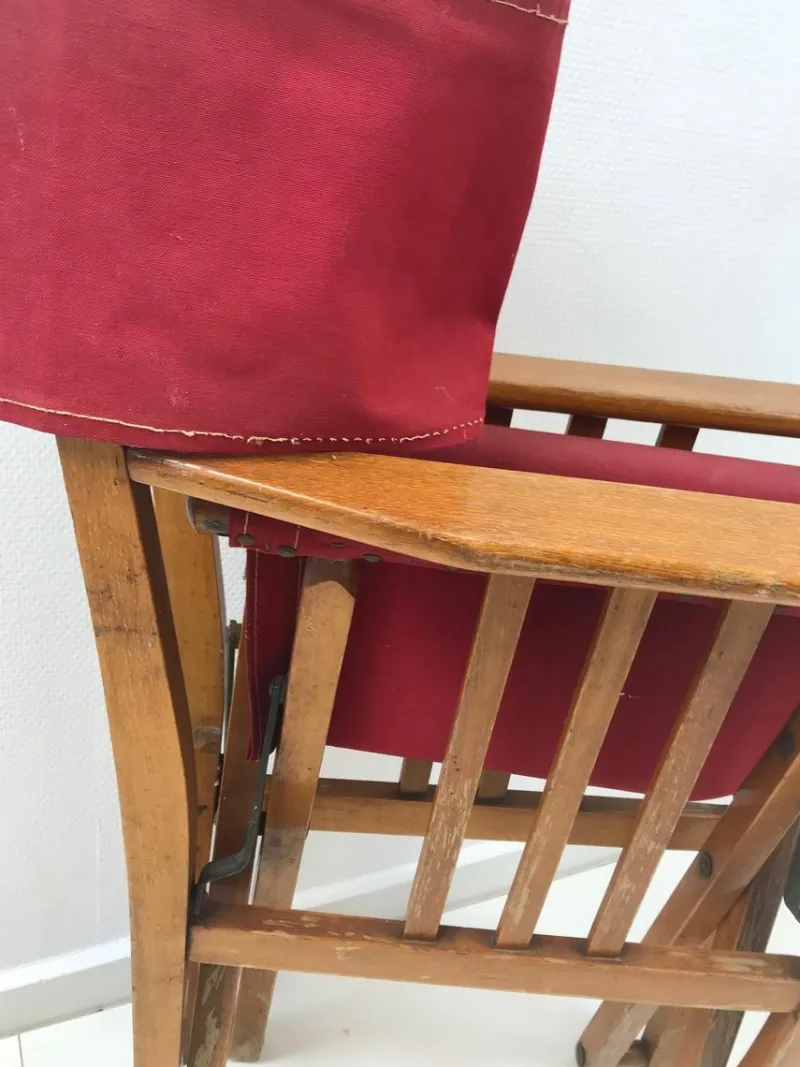 Outlet Pamono Vintage Oak & Canvas Folding Directors, Garden or Safari Chair, 1950s