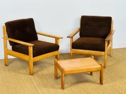New Pamono Vintage Oak and Corduroy Modular Living Room Set by Afra & Tobia Scarpa, 1960s, Set of 5