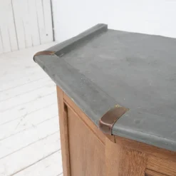 Pamono Vintage Oak and Zinc Counter, France, 1920><noscript><img width=