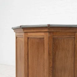 Pamono Vintage Oak and Zinc Counter, France, 1920><noscript><img width=