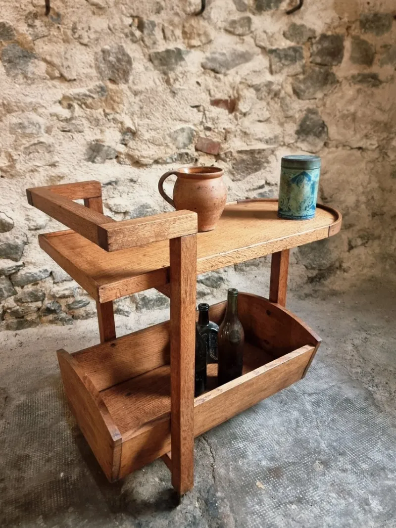 Discount Pamono Vintage Oak Bar Trolley, France, 1950s