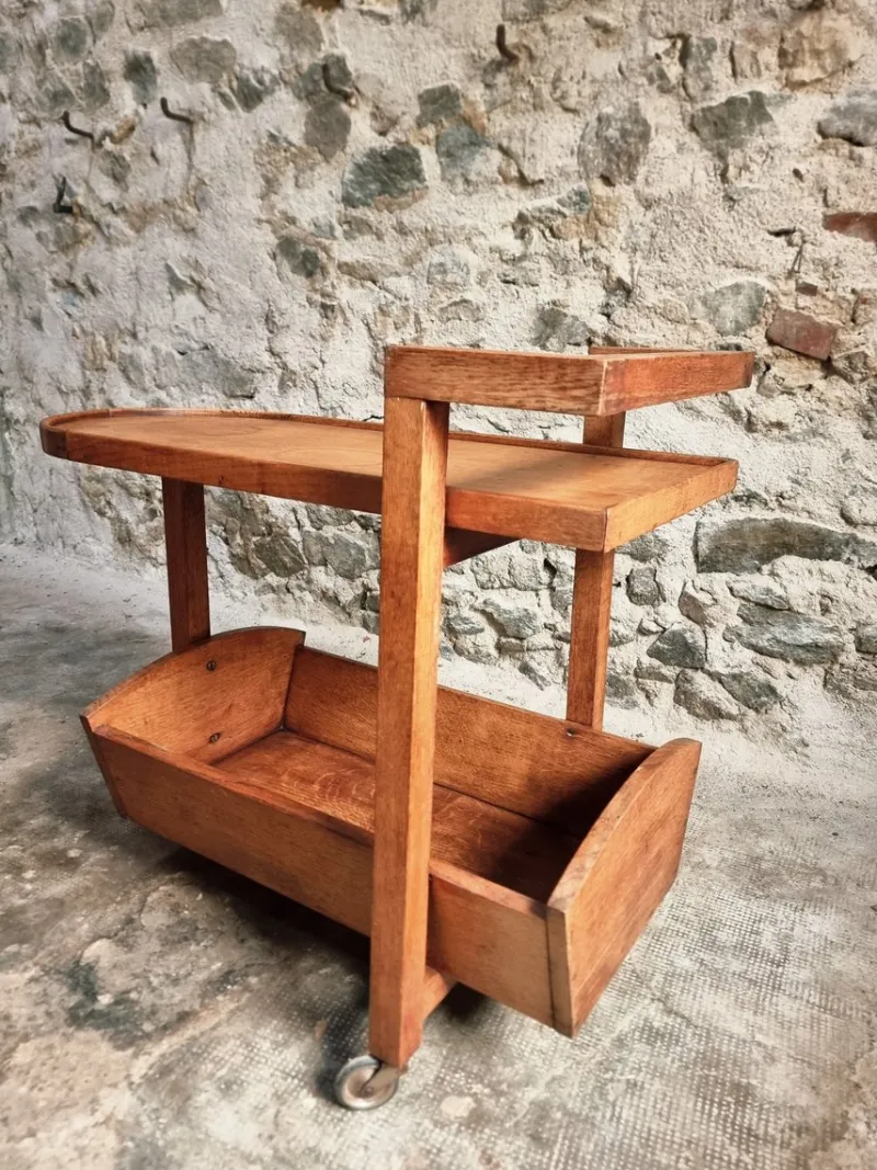 Discount Pamono Vintage Oak Bar Trolley, France, 1950s