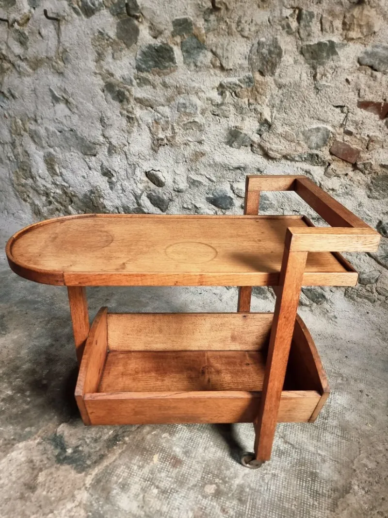 Discount Pamono Vintage Oak Bar Trolley, France, 1950s